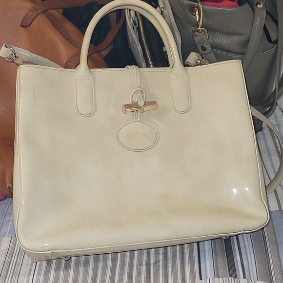 longchamp beige leather bag